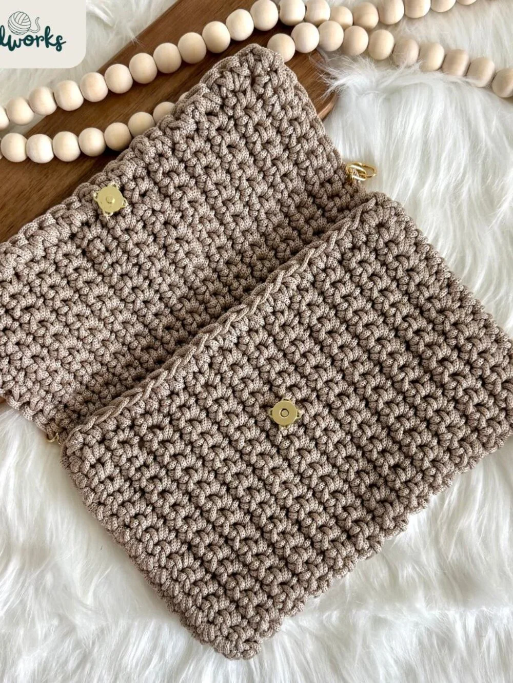 Tan Designer Elysia Handmade Crochet Handbag